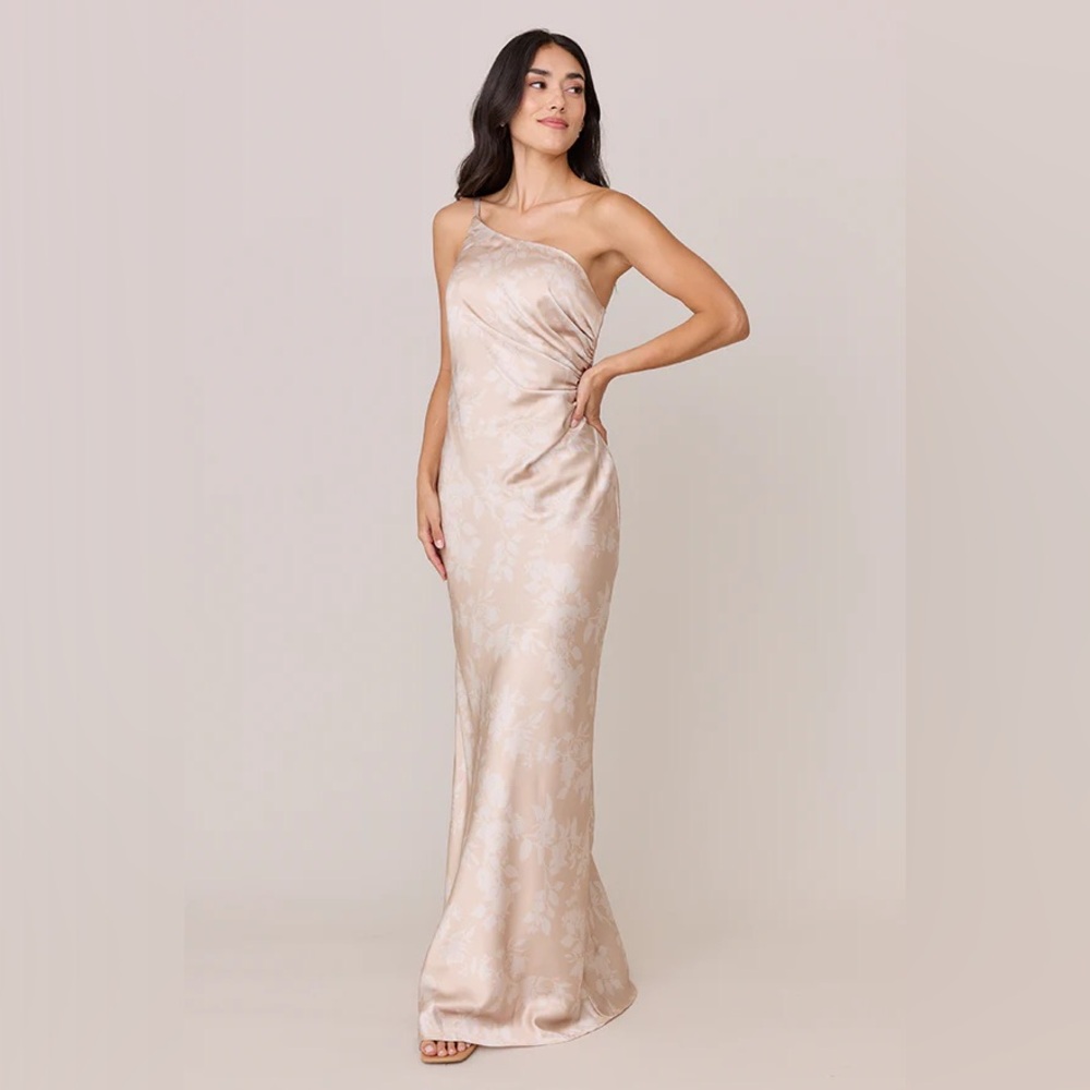 Revelry Jade Satin Floral Print Dress